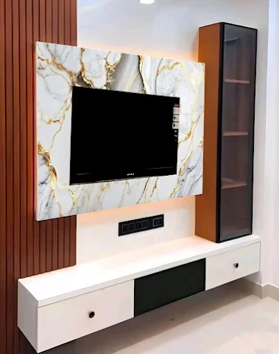 Modern TV unit interior designed by Shri Sai Royal Interiors